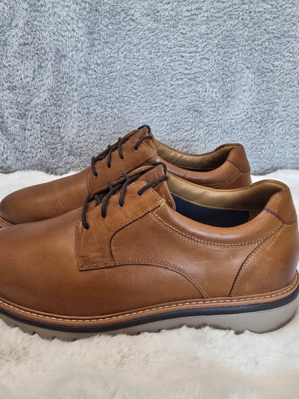 Johnston & Murphy Men's Braydon Oxford Shoes Tan Leather Size 11 W Wide NEW